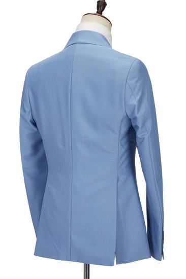 Gentle Blue Peak Lapel Mens Suit | 3 Piece Mens Formal Suit without Flap_3