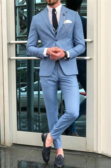 Romeo Blue Pointed Lapel Slim Fit Fashion Mens Suit_1