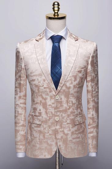 Unique Printed Champagne Pink Notched Lapel Mens Suits for Prom