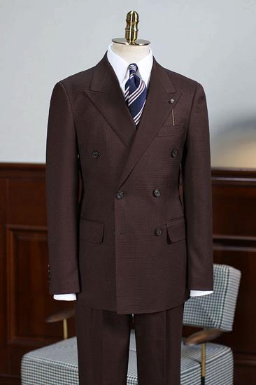 Albert Dress Coffee Point Lapel Double Breasted Suit_1