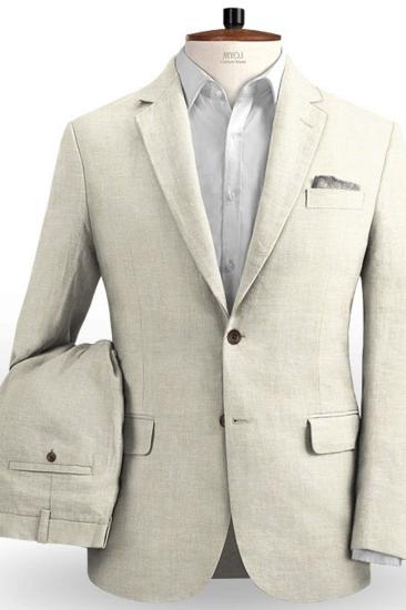 Beach Ivory Linen Mens Suit Wedding Suit | Mens Suit Fit Casual Groom Prom Tuxedo_2