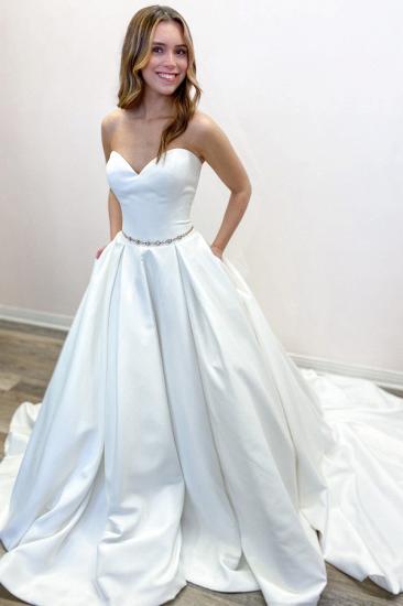 A-Line Floor-length Sweetheart Backless Wedding Dress With Ruffles Pockets