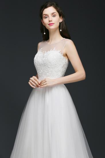 A-line Illusion Modest Wedding Dress With Lace_3