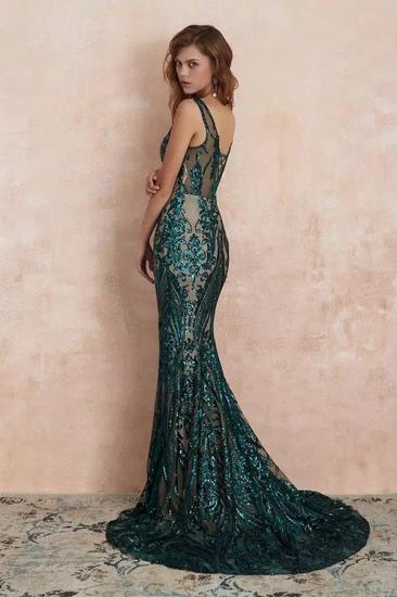 Stylish V-Neck Sleeveless Mermaid Prom Maxi Gown with Glitter Sequins Appliques_5