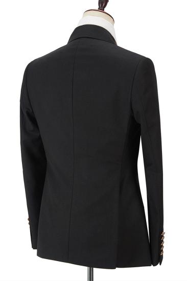 Percy Classic Black Double Breasted Mens Formal Suit with Peak Lapel_2