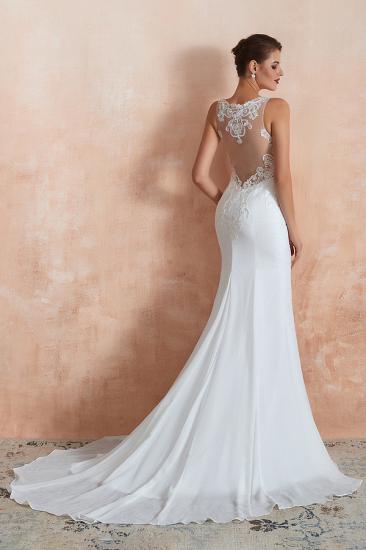 Beautiful Mermaid V-Neck White Lace Wedding Dress Affordable_2