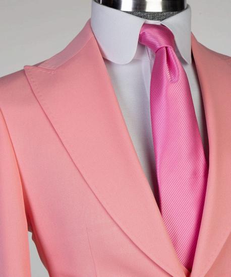 Trendy Pink Pointed Lapel three Piece Slim Fit Men for Prom_2