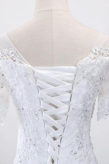 Bradyonlinewholesale Glamorous Jewel Tulle Lace Wedding Dress Mermaid Short Sleeves Beading Bridal Gowns Online_6