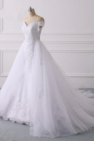 Bradyonlinewholesale Elegant Off-the-Shoulder Tulle Lace Wedding Dress Sweetheart Appliques Beadings Sleeveless Bridal Gowns On Sale_3