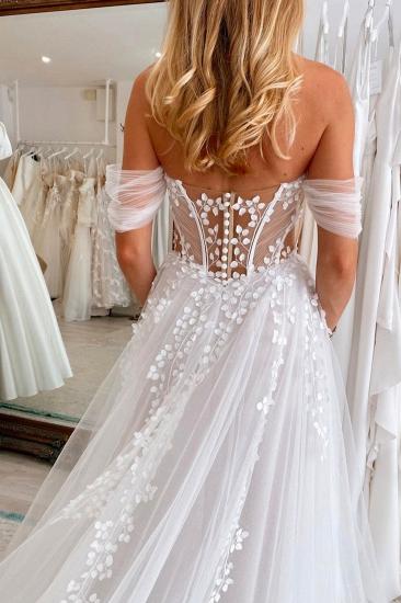 Sexy Off-the-Shoulder Tulle Appliques Lace A-Line Wedding Dresses_2