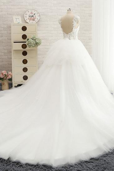 Bradyonlinewholesale Chic Straps Sleeveless Tulle Wedding Dresses With Appliques White A-line Bridal Gowns Online_2