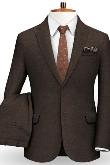Brown Notched Lapel Decent Comfort Business Tuxedo |  Two Piece Bestmen Clothing Set_2