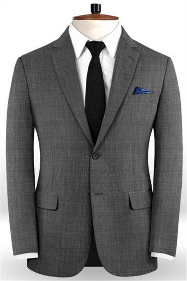 Dark Grey Notched Lapel Mens Tuxedo | Business Formal Fashion Mens Suit_1