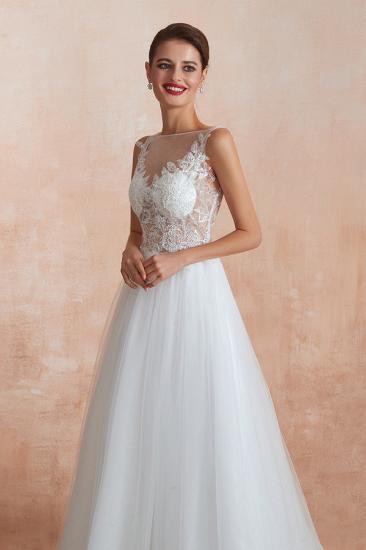 Caltha | Beautiful Bateau neck White Wedding Dress with Sparkling Sequins, Bradyonlinewholesale Design Lace Bridal Gowns_7