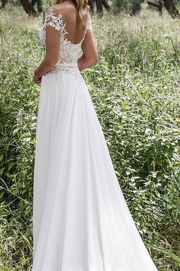 Sleeveless V-neck Lace Chiffon A-Line Floor-Length Wedding Dresses_2