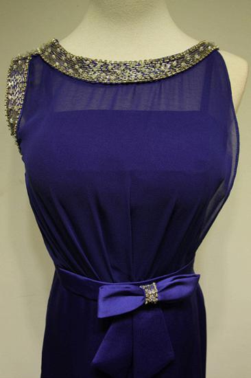 Purple OPen Back Beading Elegant Evening Dresses Sweep Train Bowknot Zipper Long Prom Party Dresses_4