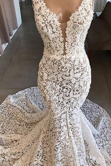 Luxury Plunging V-neck Mermaid Lace Wedding Dresses | Romantic Bridal Gowns for Garden Wedding_2