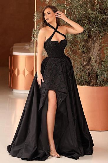 Sexy Halter Black  Hi-Lo Evening Gown  Backless Party Dress_2