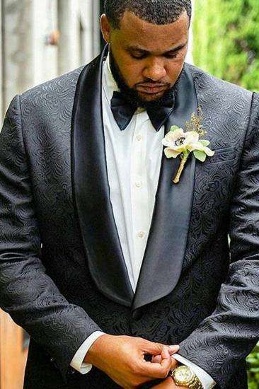 Alex Black Jacquard Cape Lapel Wedding Mens Suit_2