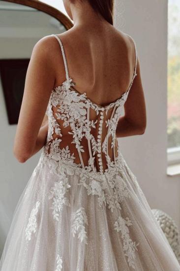 Modern Wedding Dresses A Line Tulle Wedding Dress with Lace_3