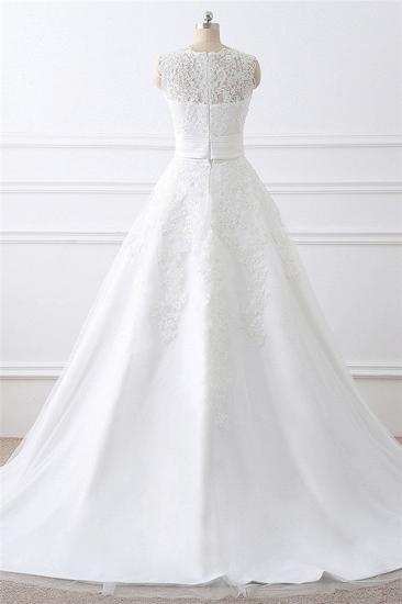Sheath Scoop Lace Wedding Dresses with Detachable Skirt_2
