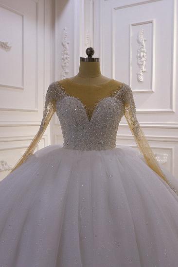 Sparkly Jewel Sequined Long Sleeves Princess Wedding Dress_3