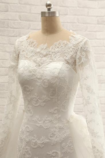 Bradyonlinewholesale Chic White Satin Mermaid Wedding Dresses Jewel Longsleeves With Appliques On Sale_6