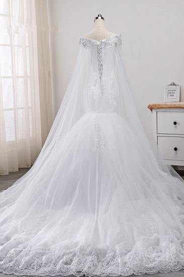 Bradyonlinewholesale Glamorous Off-the-Shoulder Mermaid Wedding Dress Sweetheart Tulle Appliques Beadings Bridal Gowns On Sale_2