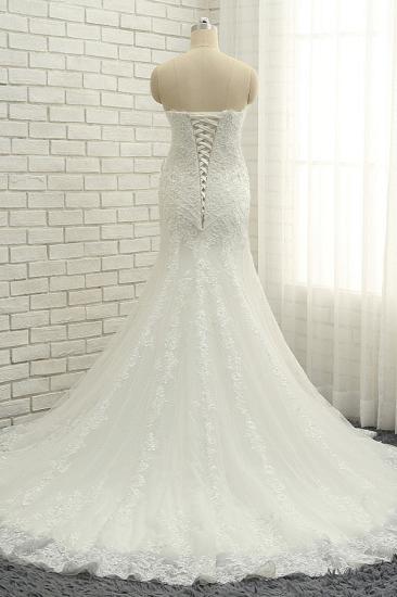 Bradyonlinewholesale Elegant Bateau White Mermaid Wedding Dresses With Appliques Ruffles Lace Bridal Gowns On Sale_2