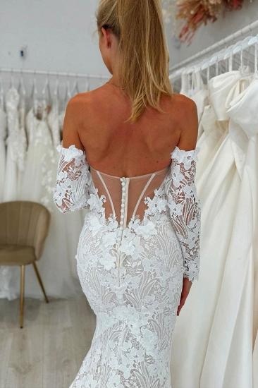 Sweetheart Strapless Appliques Lace Mermaid Wedding Dresses_4