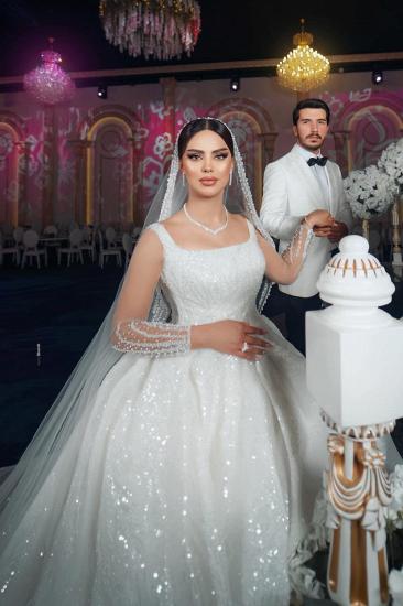 Extravagant Wedding Dresses Princess Lace Wedding Dresses with Glitter_2