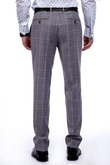 Light Grey Plaid Fashion Notched Lapel Mens Suit_8