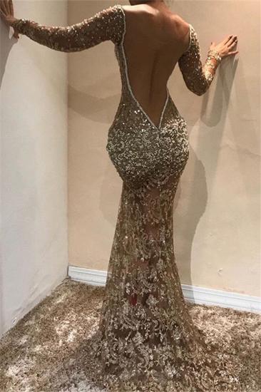 Sexy Lace Long Sleeves Evening Dresses | Cheap Front Split Beadings Prom Dresses_2