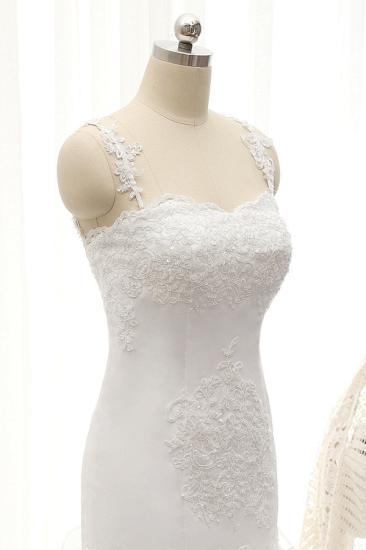 Bradyonlinewholesale Sexy Sleeveless Straps Ruffles Wedding Dresses With Appliques White Mermaid Satin Bridal Gowns Online_4