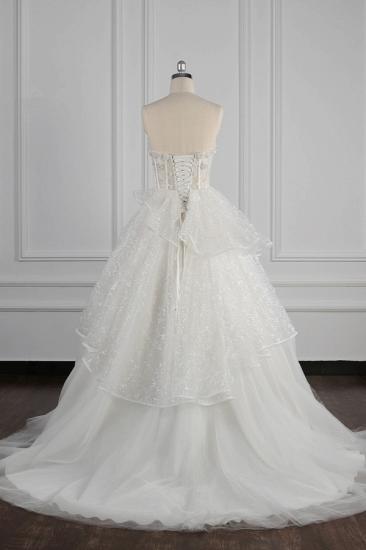Bradyonlinewholesale Glamorous Ball Gown Strapless Beadings Wedding Dress Sequined Layers Tulle Bridal Gowns On Sale_2