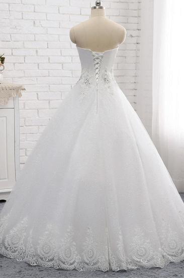 Bradyonlinewholesale Affordable S-Line Sweetheart Tulle Rhinestones Wedding Dress Lace Appliques Sleeveless Bridal Gowns Online_2