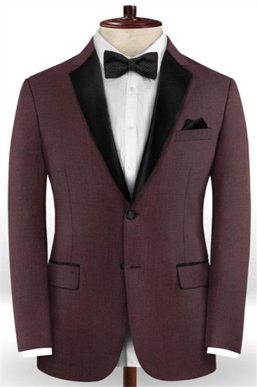 Classic Burgundy Two Button Mens Suit | 2 Business Mens Wedding Dresses_1