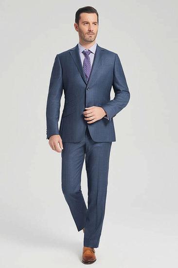 Three Flap Pockets Navy Two Button Premium Mens Formal Suit_1