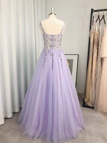 Lavender v-neck lace appliques a-line prom dress_2