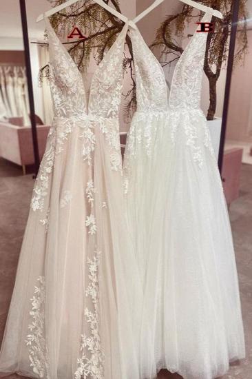 Beautiful v neckline lace Wedding dresses_1