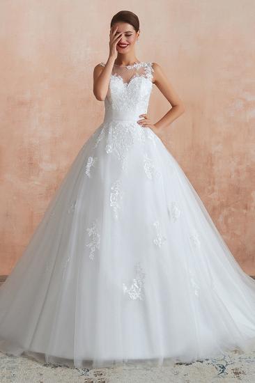 Affordable Sweetheart Sleeveless White Lace Wedding Dress_3