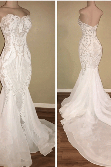 Different Sweetheart Mermaid White Summer Wedding Dresses on Sale_3