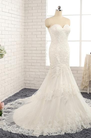 Bradyonlinewholesale Gorgeous Strapless Sleeveless Lace Tulle Wedding Dress Sweetheart Appliques Mermaid Bridal Gowns Online_3