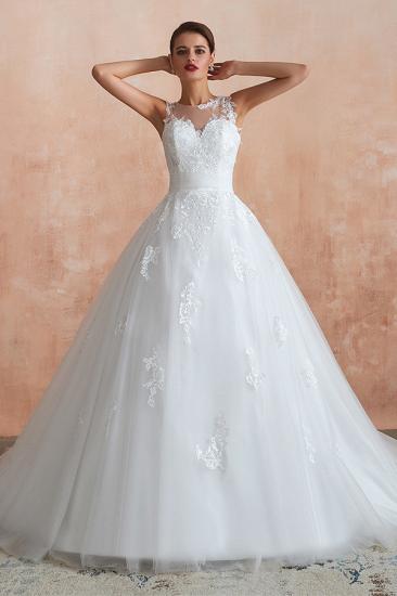 Affordable Sweetheart Sleeveless White Lace Wedding Dress_6