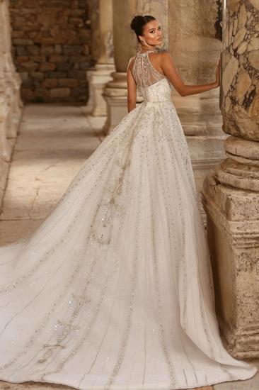 Extravagant Wedding Dresses A Line Tulle Wedding Dresses with Glitter_2