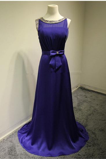 Purple OPen Back Beading Elegant Evening Dresses Sweep Train Bowknot Zipper Long Prom Party Dresses_1