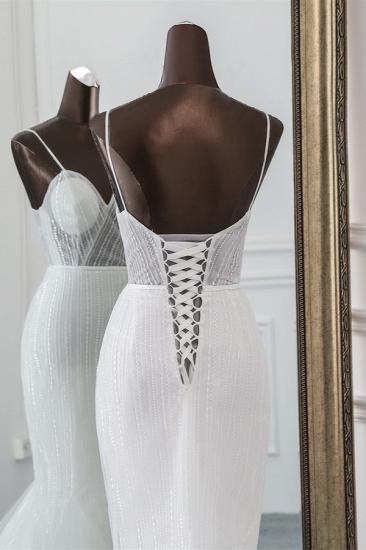 Bradyonlinewholesale Sexy Tulle Spaghetti Straps Mermaid White Wedding Dresses with Rhinestones Online_5