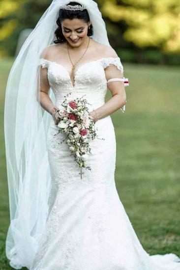 Off Shoulder White Garden Mermaid Bridal Gown