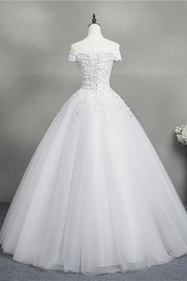 Bradyonlinewholesale Stunning Off-the-Shoulder Sweetheart Wedding Dresses Short Sleeves Lace Appliques Bridal Gowns On Sale_2