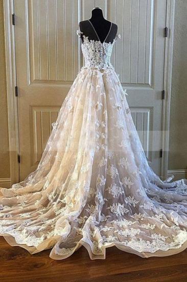 Bradyonlinewholesale Elegant Creamy Lace Sweetheart Long Wedding Dress A Line Appliques Bridal Gowns On Sale_3